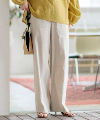 23区 ニジュウサンク リネンストレッチパンツ 44 2XL 3L 大きいサイズ 洗える】リネンレーヨンストレッチ ドロスト パンツ