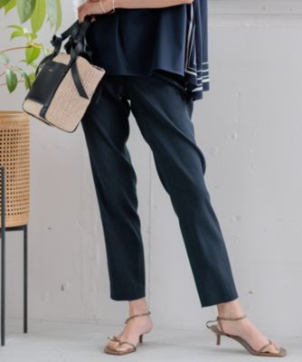 【洗える】リネンレーヨンストレッチテーパードパンツ 23区 L(ニジュウサンク エル)の【洗える】リネンレーヨンストレッチ