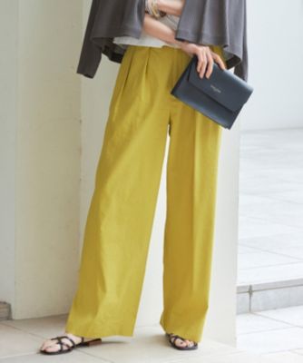 集英社HAPPY PLUS STORE自由区（ジユウク）/【セットアップ対応・洗える】リネンビスコースストレッチワイド パンツ