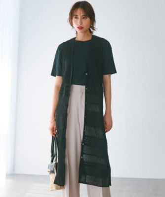 集英社HAPPY PLUS STORE23区（ニジュウサンク）/レーシーパターン ロングジレ ニット