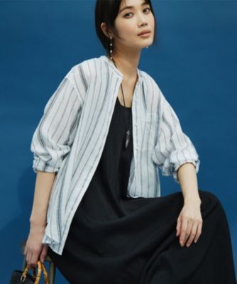集英社HAPPY PLUS STORE23区（ニジュウサンク）/【洗える】LIBECO バンドカラー シャツ