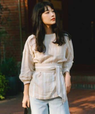 美品 23区 LIBECO 洗える ベルギーリネン ストライプシャツ 38 美品 23区 LIBECO 洗える ベルギーリネン ストライプシャツ 38