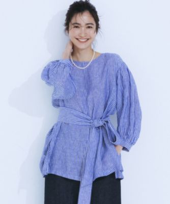 集英社HAPPY PLUS STORE23区 S（ニジュウサンク エス）/【洗える】LIBECO ベルト付き ブラウス