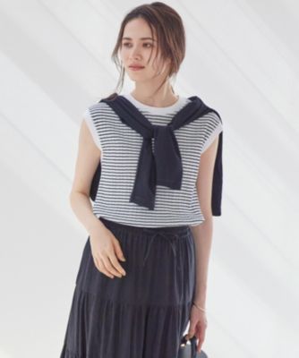 集英社HAPPY PLUS STORE23区（ニジュウサンク）/【SLOW/一部店舗限定】ランダムリブフライス フレンチスリーブ カットソー