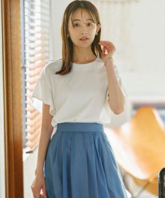 集英社HAPPY PLUS STORE組曲 S（クミキョク　エス）/【UVケア・接触冷感】GIZAプレーティング天竺フリルスリーブ Tシャツ