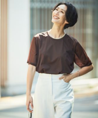 icb 今季【接触冷感・UVケア・速乾・洗える】 チュールレイヤード カットソー ICB(アイシービー)の【接触冷感・UVケア・速乾・洗える