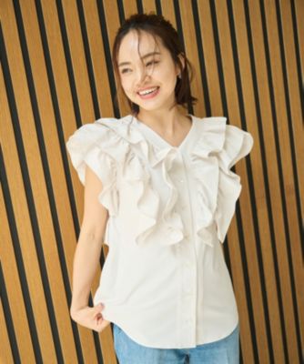 集英社HAPPY PLUS STORE#Newans（ハッシュニュアンス）/〈春名亜美さんコラボ〉【大人気オールインワンのブラウスが登場！】ラッフルフリルブラウス