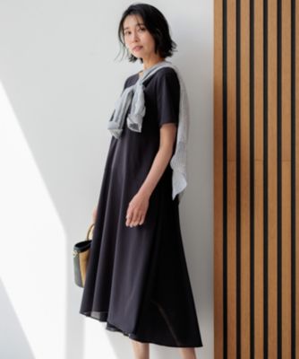 ☆23区【洗える】コットンフリースジャージー ワンピース サイズ40 黒い 