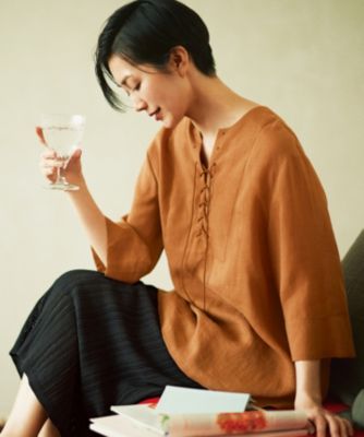 【カタログ掲載・接触冷感・洗える】ラミーローンプルオーバー ブラウス 自由区(ジユウク)の【カタログ掲載・接触冷感・洗える】ラミー