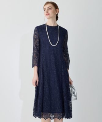 超美品☆23区 ブライトジャージーワンピース ドレス ブルー 青系 M 38  