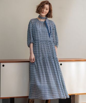 美品◆23区　24SS Ratti コラージュプリント ワンピース 洗える】Ratti コラージュプリント ワンピース