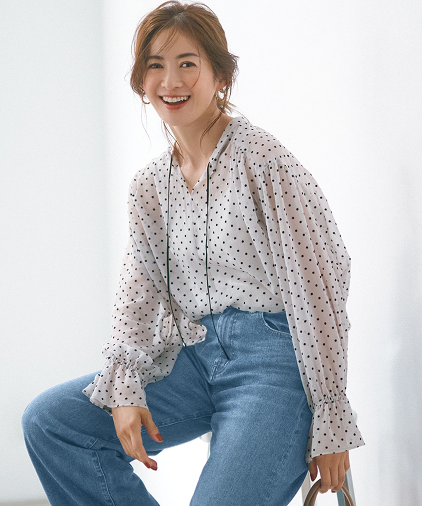 23区 L(ニジュウサンク エル)/【洗える】クレープドットフロッキー ブラウス