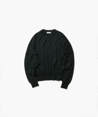 ATON エイトン ウール 和紙 クルーネックセーター ブラック 黒 04 M ATON セーター ニット 「ATON/エイトン」WOOL WASHI CREWNECK