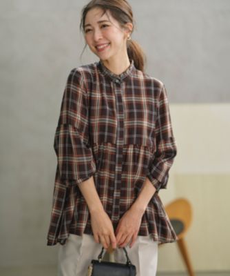 集英社HAPPY PLUS STORE組曲（クミキョク）/【WEB限定】シアーツイルチェック チュニックブラウス