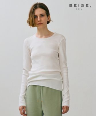 集英社HAPPY PLUS STOREBEIGE，（ベイジ）/【BEIGE、ecru/WEB限定・洗える】RIB TOPS /  コットンシルクロングスリーブトップス