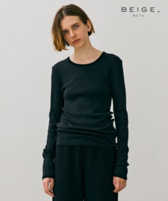 集英社HAPPY PLUS STOREBEIGE，（ベイジ）/【BEIGE、ecru/WEB限定・洗える】RIB TOPS /  コットンシルクロングスリーブトップス