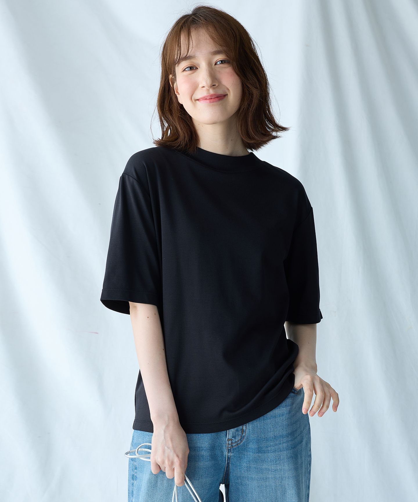 ANY(エニィ)/【接触冷感/UVケア】マルチファンクションモックネックTシャツ