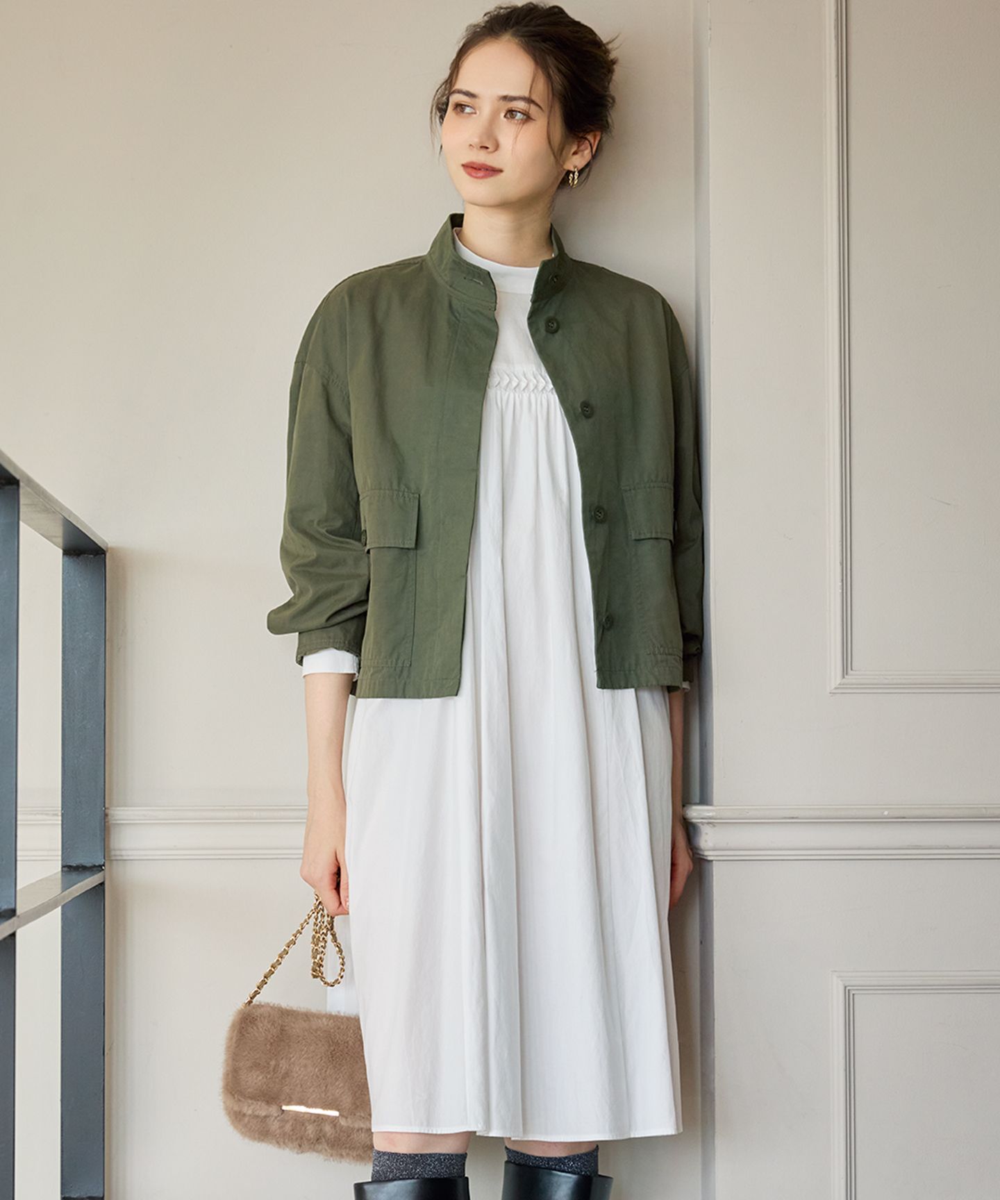 23区 L(ニジュウサンク エル)/【SLOW/一部店舗限定】ウォッシュドコットンサテン ワンピース