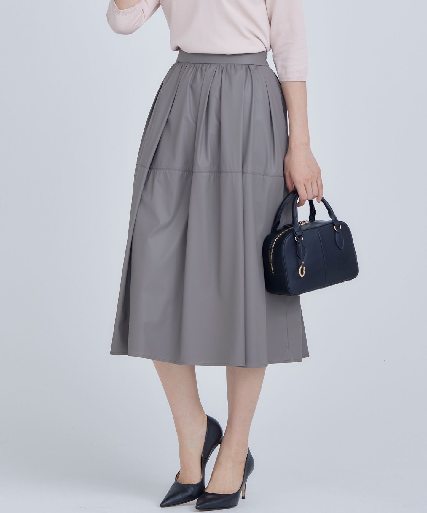 組曲 S(クミキョク　エス)/レザーライクライト タックギャザースカート