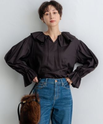 集英社HAPPY PLUS STORE23区 S（ニジュウサンク エス）/【SLOW/一部店舗限定】テンセルコットンジョーゼット フリル ブラウス