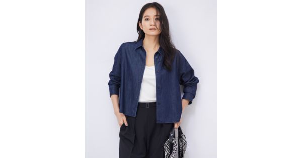 ICB(アイシービー)の【洗える】コットンリヨセルデニム クロップド 