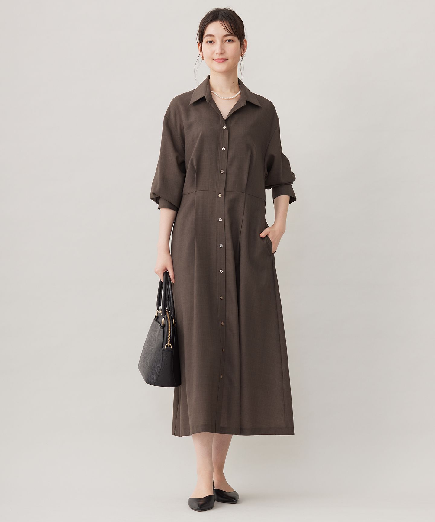 自由区(ジユウク)/【洗える】トロピカルストレッチシャツ ドレス