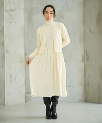 集英社HAPPY PLUS STORE#Newans（ハッシュニュアンス）/【カシミヤ混】〈花乃まりあさんコラボ〉フィット＆フレアニットワンピース