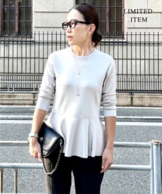 【WEB限定・洗える】シンセティックヤーンスムース ペプラムニット WEB限定・洗える】シンセティックヤーンスムース ペプラムニット