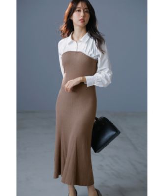 集英社HAPPY PLUS STOREany SiS（エニィスィス）/【全方位 好印象】シャツコンビリブニット ワンピース
