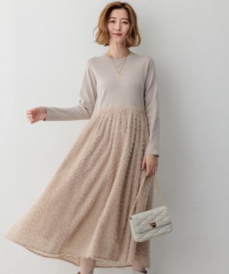 集英社HAPPY PLUS STORE23区（ニジュウサンク）/【滝沢眞規子さん着用/一部店舗限定/洗える】ニットコンビジャカード ワンピース