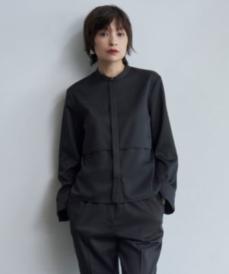 ICB 【洗える】ウォームサテン クロップドシャツ ICB(アイシービー)の【洗える】ウォームサテン クロップドシャツ