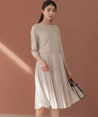 組曲(クミキョク)の【KUMIKYOKU NAVY】ジャージーコンビプリーツ