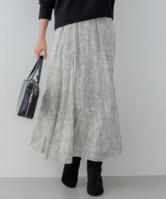 集英社HAPPY PLUS STORE23区 L（ニジュウサンク エル）/【洗える】モノクロトーンプリント スカート