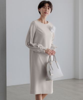 集英社HAPPY PLUS STORE23区（ニジュウサンク）/【セットアップ対応】トリアセダブルジョーゼット スリットシフォンスリーブ ワンピース