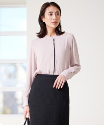 集英社HAPPY PLUS STOREICB L（アイシービー　エル）/【UVケア・速乾・洗える】BackSatinAmunzen バンドカラーブラウス