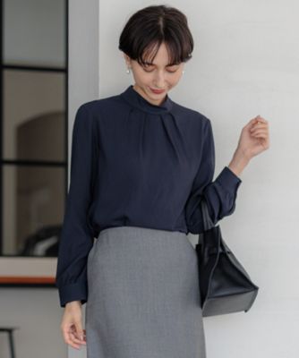 集英社HAPPY PLUS STORE23区 L（ニジュウサンク エル）/【吸水速乾/UVケア/防シワ性】バックサテンアムンゼン ボウタイ付き 2WAY ブラウス