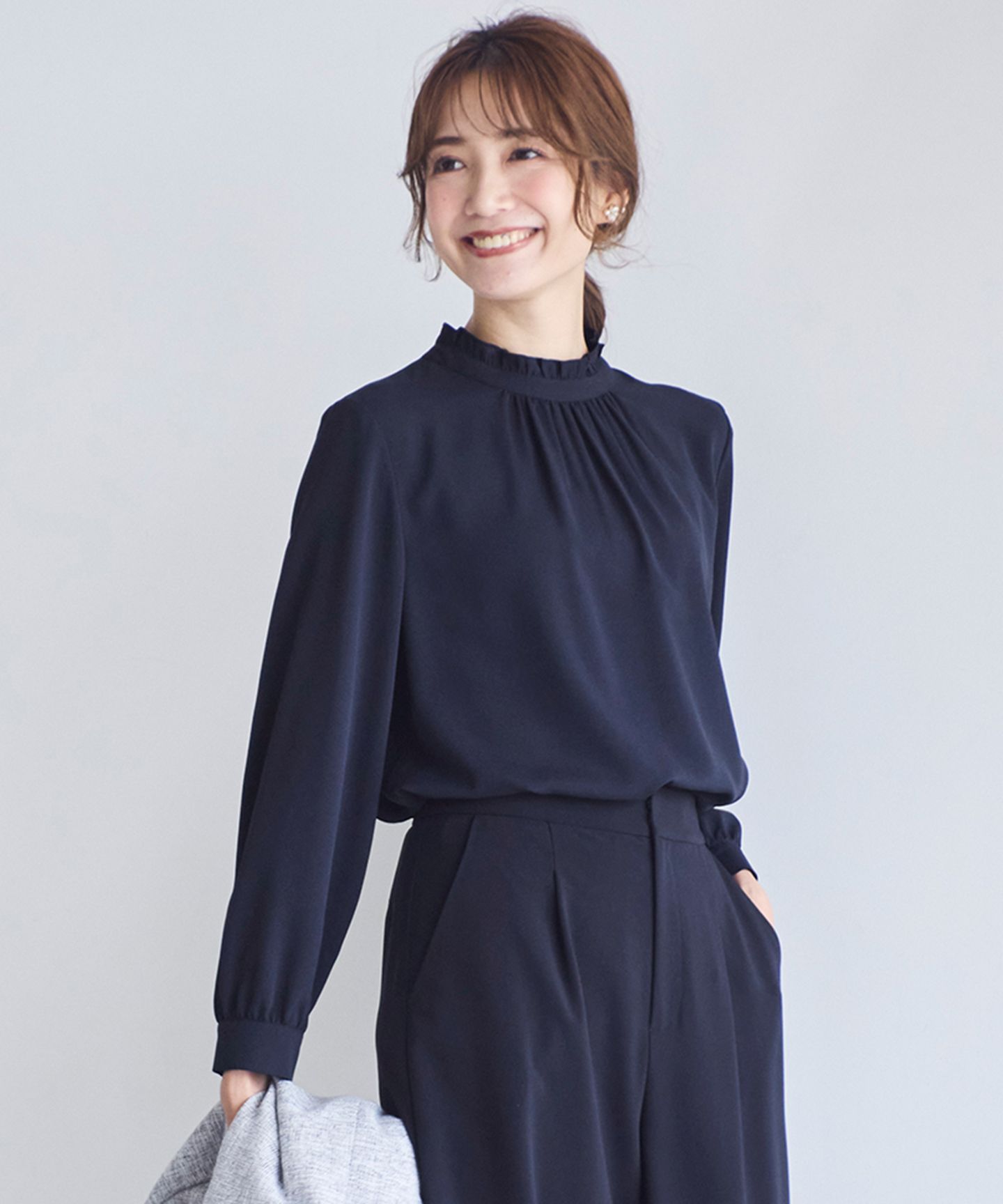 any SiS(エニィスィス)/【洗える】フリルネックスタンド ブラウス