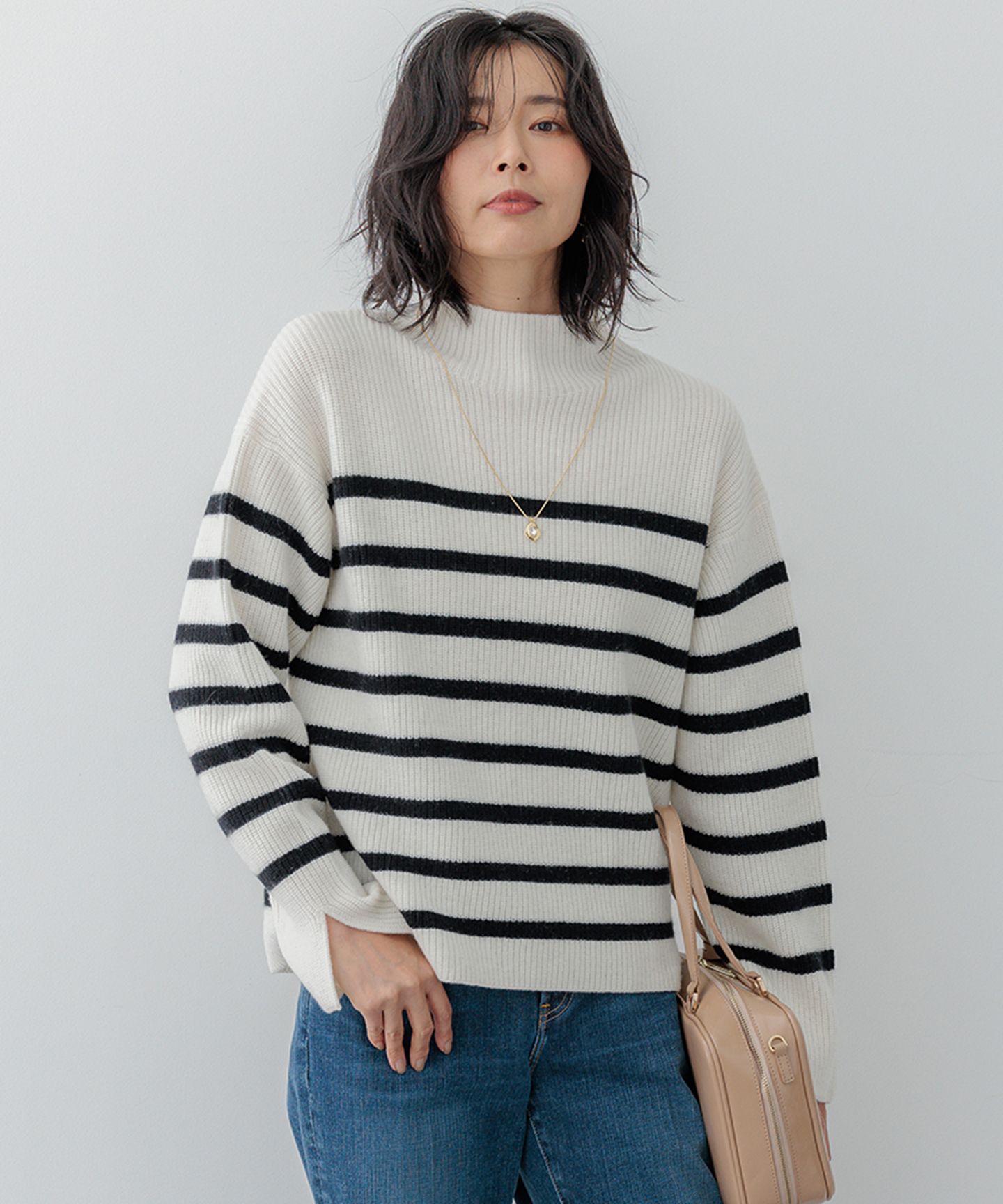 23区(ニジュウサンク)/【Oggi2月号掲載/洗える】ウールカシミヤ ボーダー ニット
