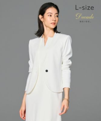 BEIGE,ベイジ 40 【洗える】 LUIZA/ノーカラー ジャケット BEIGE，(ベイジ)の【洗える・L-size】LUIZA / ノーカラー