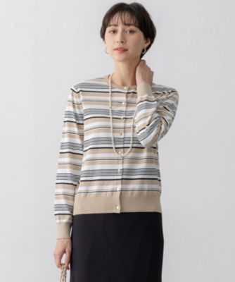 ケンゾー マルチボーダー柄カーディガン×カットソー2ピース/アンサンブル KENZO(ケンゾー) ボーダーカーディガン FD52CA3563CG オレンジ