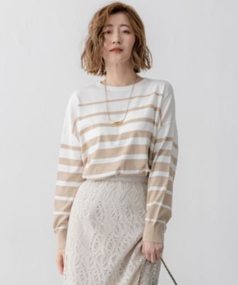 集英社HAPPY PLUS STORE23区 S（ニジュウサンク エス）/【洗える】プレミアムビオコットン ボーダー ワイド ニット