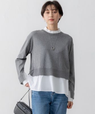 【洗える】シャツ コンビネーション ニット