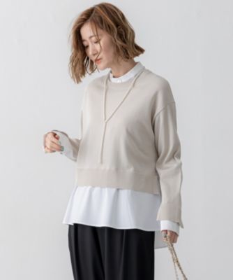 【洗える】シャツ コンビネーション ニット