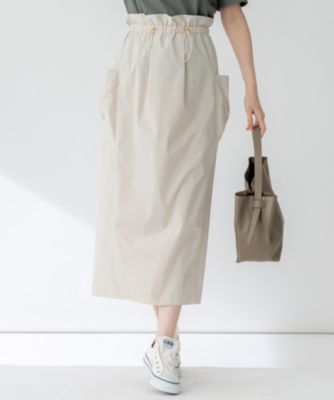 値下げ23区今季新品【撥水加工/洗える】ブライトタフタ ドロストスカート　未使用 23区 スカート 「撥水加工/洗える」ブライトタフタ ドロスト