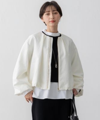 23区【洗える】春夏用　ジオメトリックジャカード ブルゾン　未使用品 23区(ニジュウサンク)の【洗える】ジオメトリックジャカード