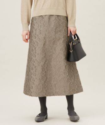 自由区(ジユウク)の【洗える】フラワーカットジャガード スカート通販