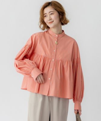 23区(ニジュウサンク)の【洗える】CANCLINI ギャザー フレア ブラウス