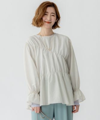 集英社HAPPY PLUS STORE23区（ニジュウサンク）/【洗える】シアーコットンシルク シャーリング デザイン ブラウス