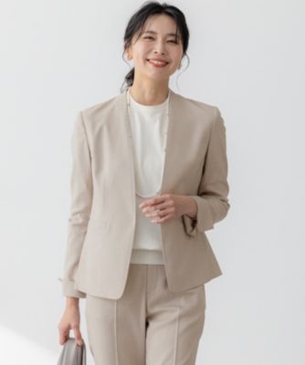 集英社HAPPY PLUS STORE23区（ニジュウサンク）/【セットアップ対応/防シワ性/洗える】アイアスマットストレッチ ノーカラー ジャケット
