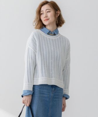 集英社HAPPY PLUS STORE23区 S（ニジュウサンク エス）/【洗える】コットンギマ ストライプ ニット